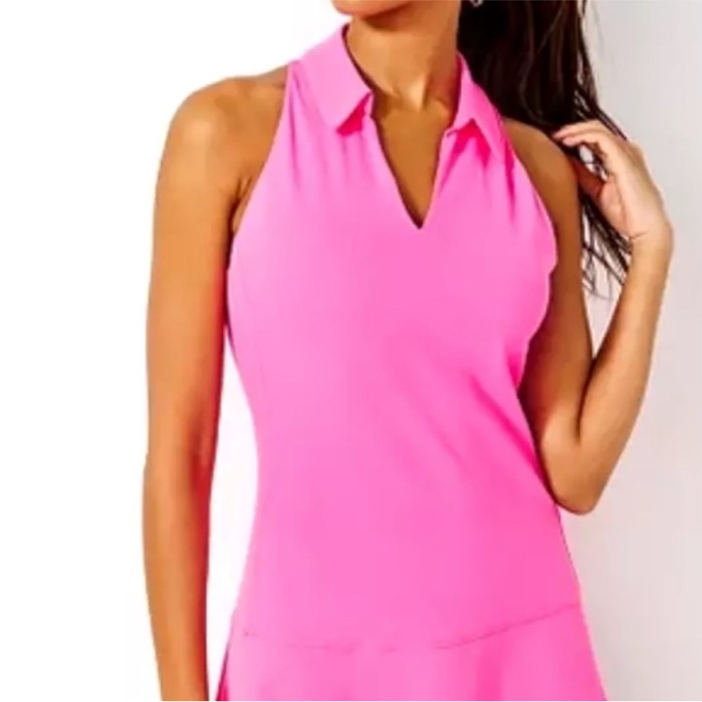 Lilly Pulitzer Bright Pink Halter Collared Tank